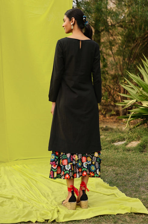 Bold Bloom Black Dress