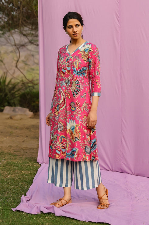 Gulabi A -line Kurta- Pant Set