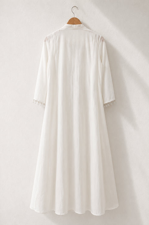 Luna Chanderi Embroidered White Maxi Dress
