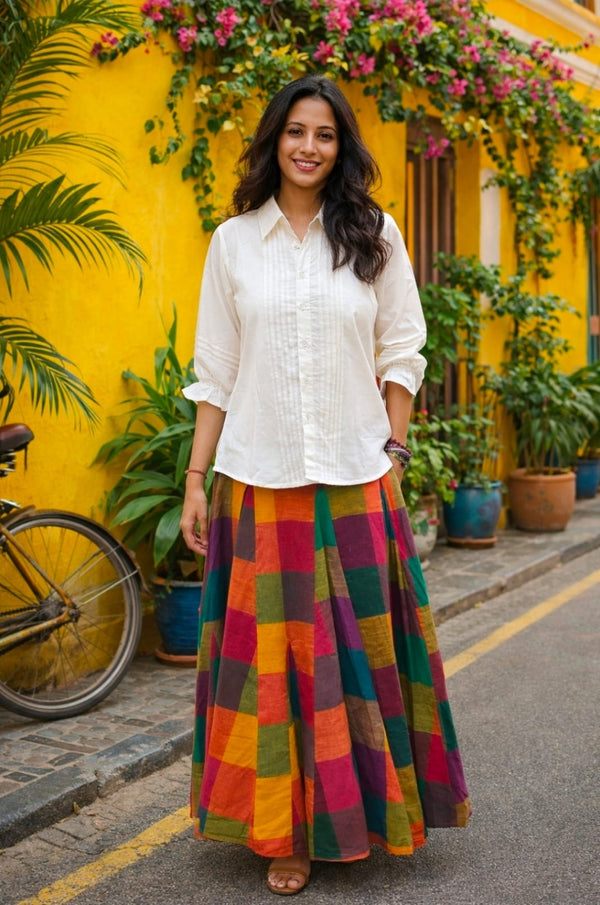 The Mosaic Check Skirt