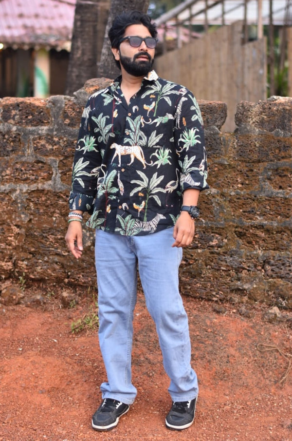 Tropical Jungle Print Men's Shirt