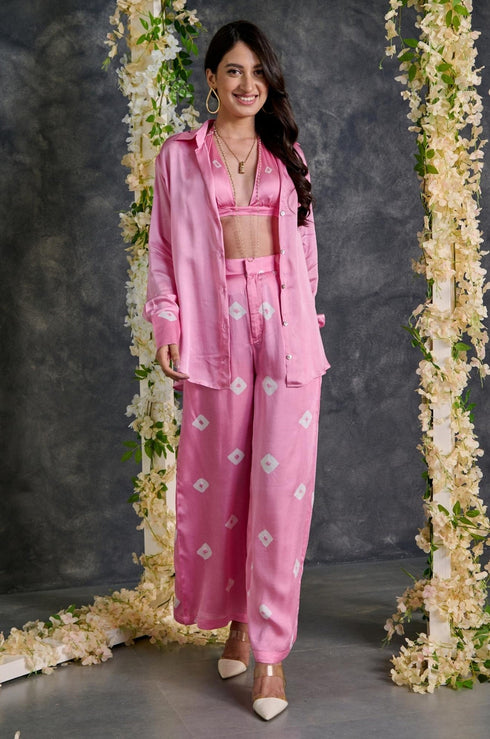 Bandhani Modal Satin Flared Pants