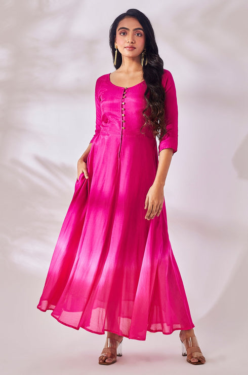 Mauve and Hot Pink Fit & Flare Dress