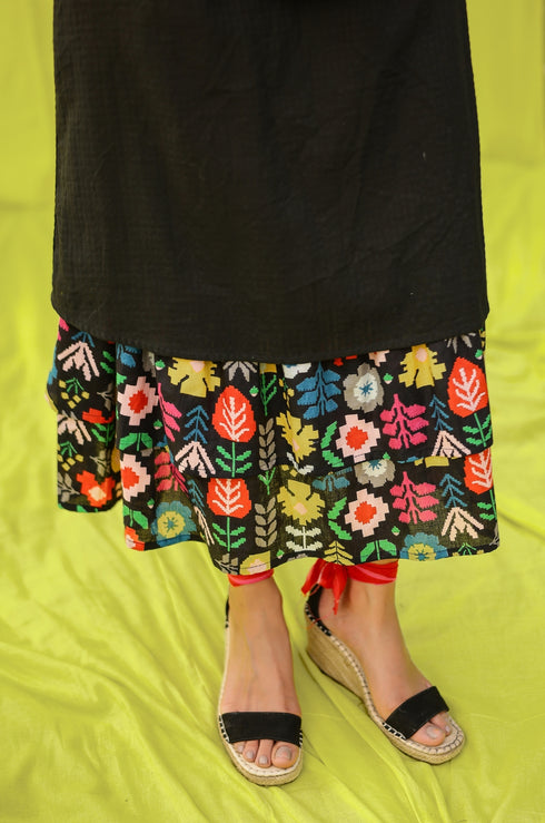 Bold Bloom Black Dress