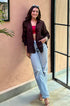 Nayeli Heart Embroidery Shirt (Red & Black)