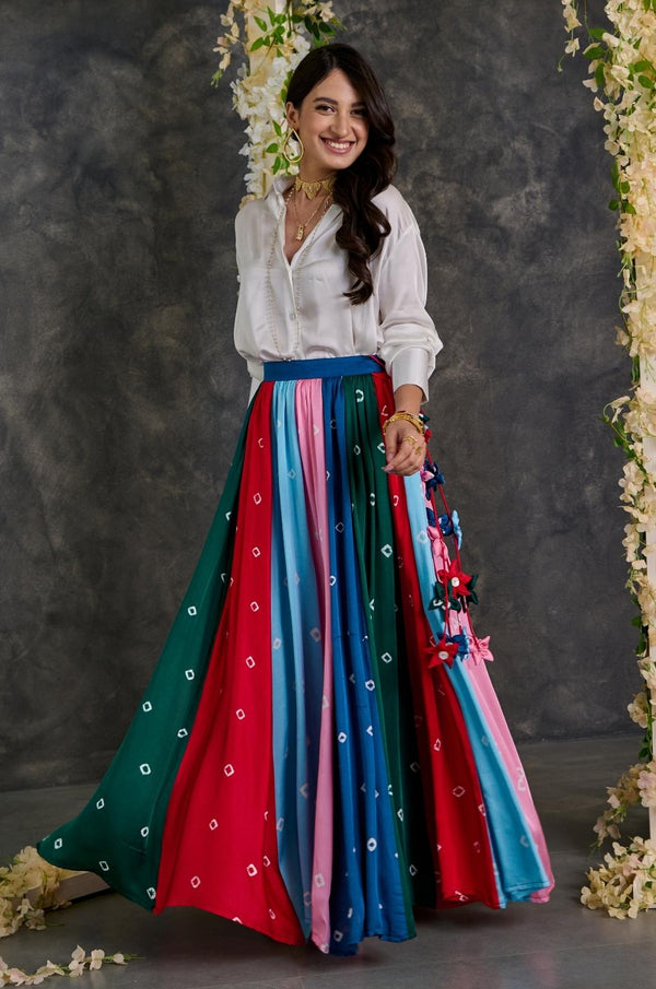 Bandhani Modal Satin Skirt