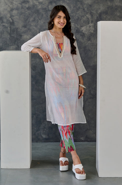 Blissful White Cotton Kurta