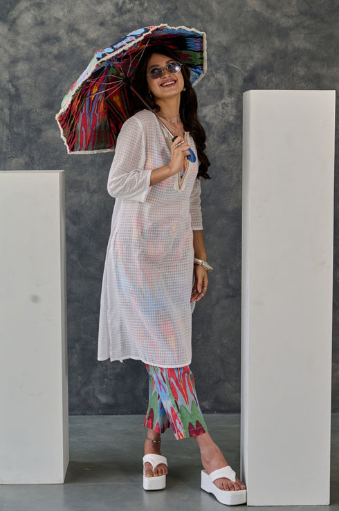 Blissful White Cotton Kurta