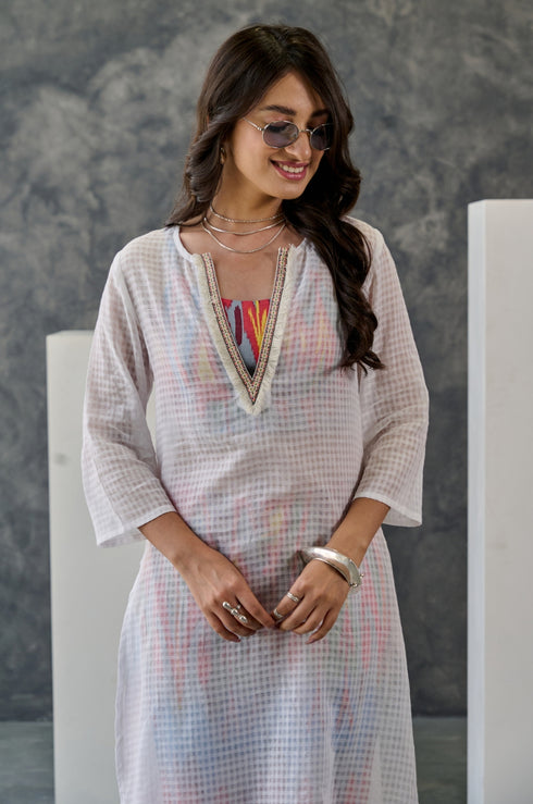 Blissful White Cotton Kurta