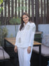 Diyu Sequin Embroidered White Shirt