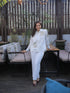 Diyu Sequin Embroidered White Co-Ord Set