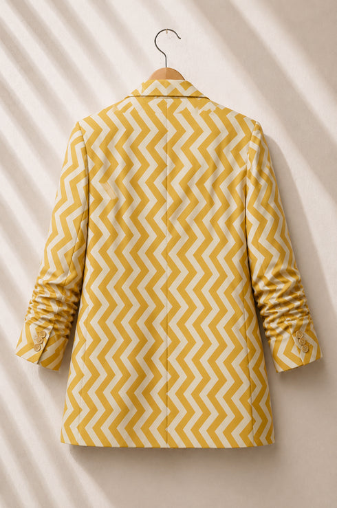 Mustard Chevron Cotton Boyfriend Blazer