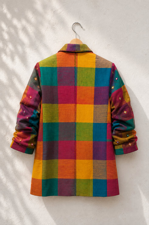 Mosaic Check Mirror Embroidered Boyfriend Blazer | Reserve Yours