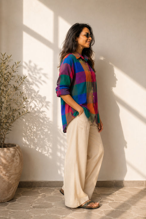 Mosaic Check Full Sleeve Loose Fit Shirt