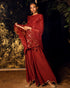 Vihari Maroon Sequin Kurta Palazzo With Dupatta