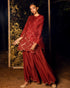 Vihari Maroon Sequin Kurta Palazzo With Dupatta