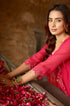 Hot Pink Lotus Embroidered Kurta-Sharara Set