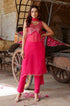 Hot Pink Sequin Georgette Kurta-Pant Set