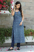 Indigo Dabu Print Slip Kurta