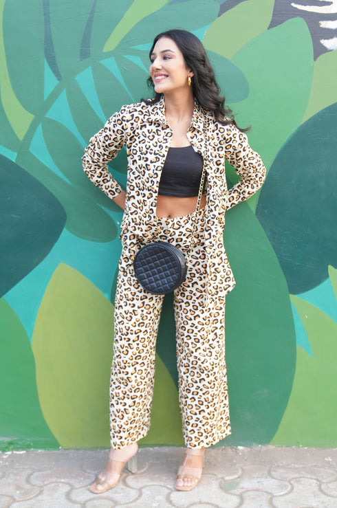 Leopard Brown Cotton Co-Ord Set