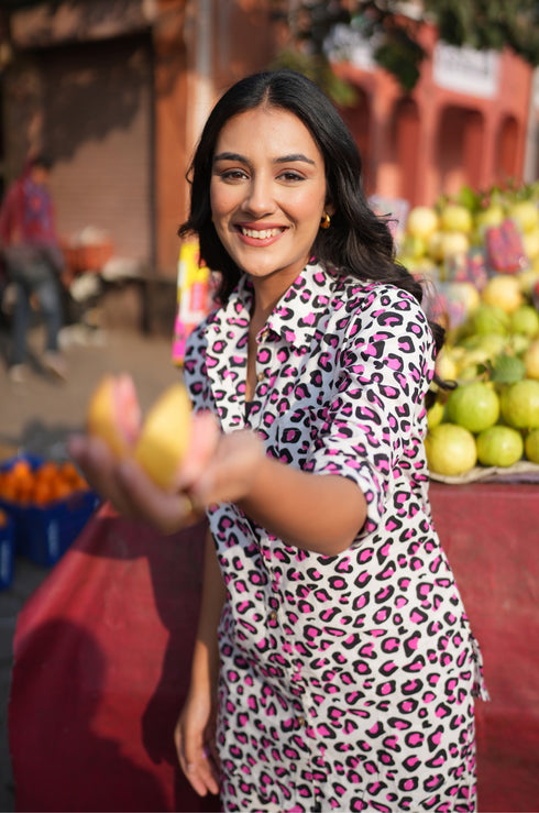 Leopard Pink Cotton Co-Ord Set