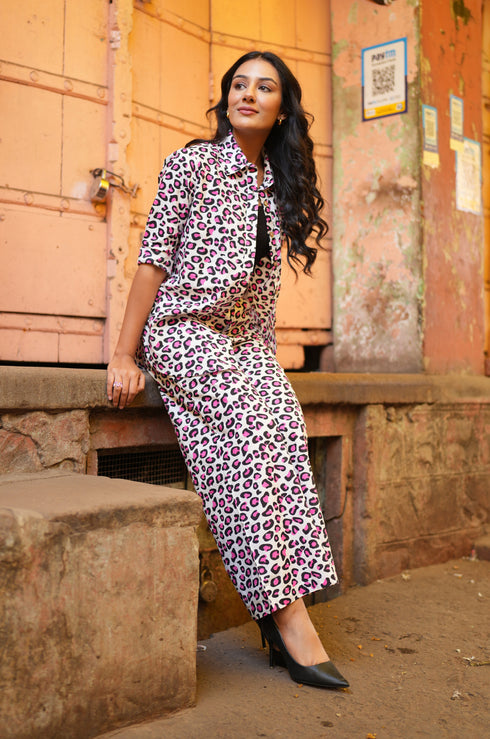 Leopard Pink Cotton Co-Ord Set