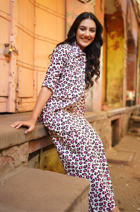 Leopard Pink Cotton Co-Ord Set