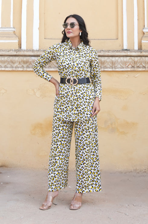 Leopard Yellow Cotton Co-Ord Set
