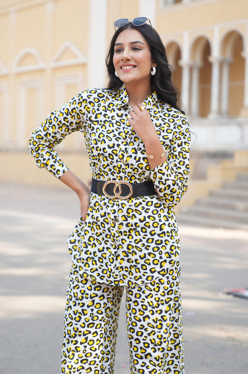Leopard Yellow Cotton Co-Ord Set