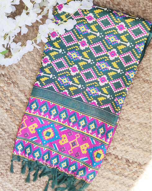 Green Patola Woven Bhagalpuri Silk Dupatta