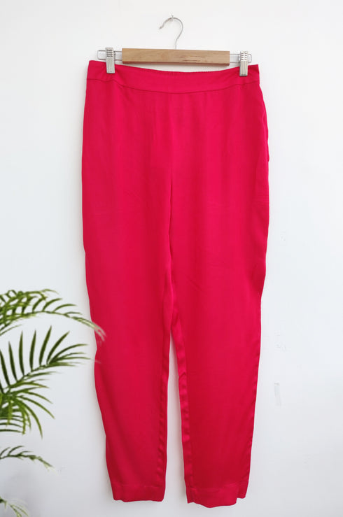 Red Modal Satin Straight Pant