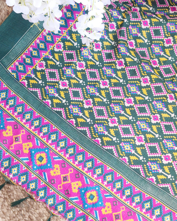 Green Patola Woven Bhagalpuri Silk Dupatta