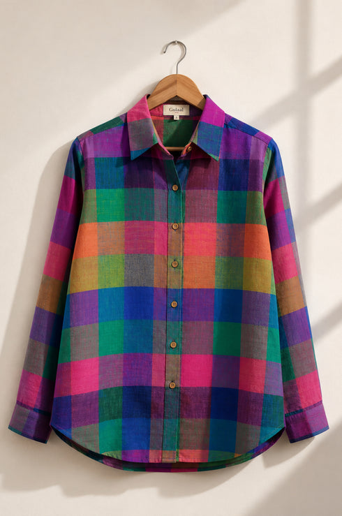 Mosaic Check Full Sleeve Loose Fit Shirt