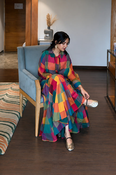 Mosaic Check Top Skirt Set
