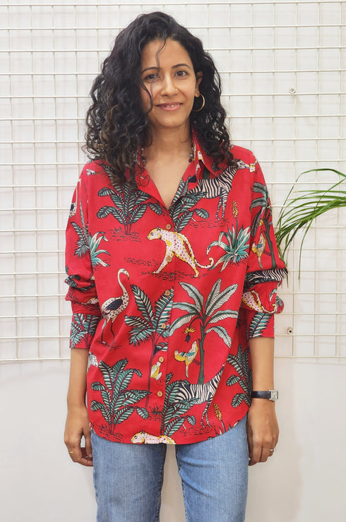 Palm Pink Cotton Shirt