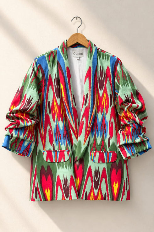 Pistachio Green Ikat Boyfriend Blazer