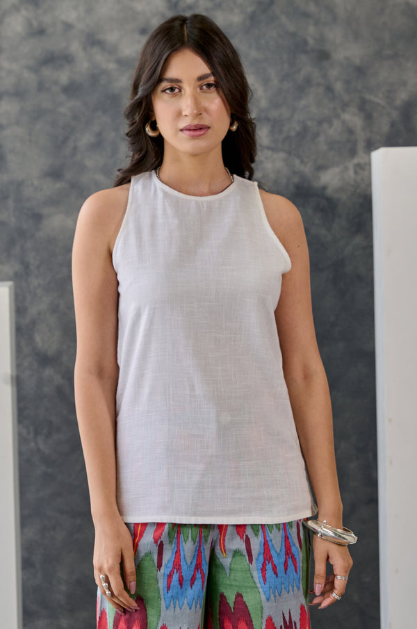 White Cotton Tank Top