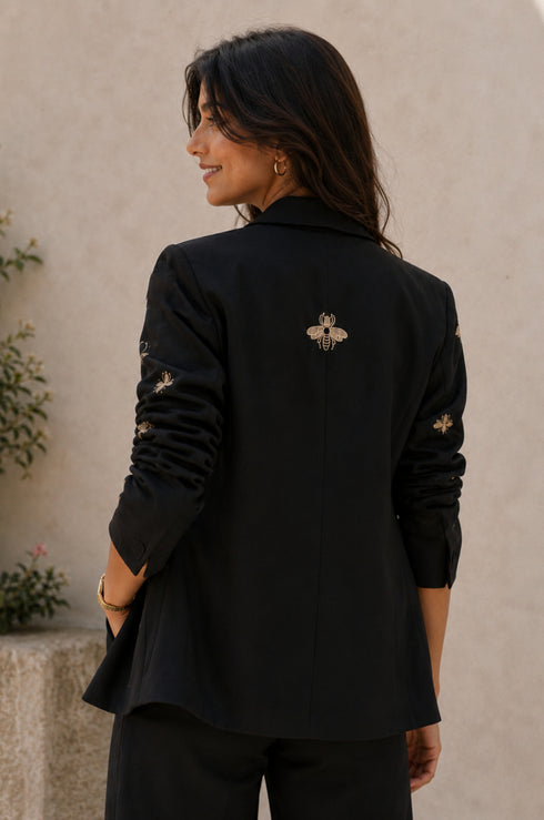 Bug Embroidered Boyfriend Blazer