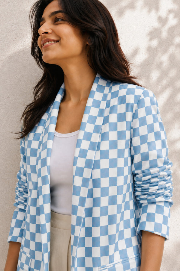 Blue Check Boyfriend Blazer
