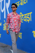Palm Pink Cotton Men Shirt
