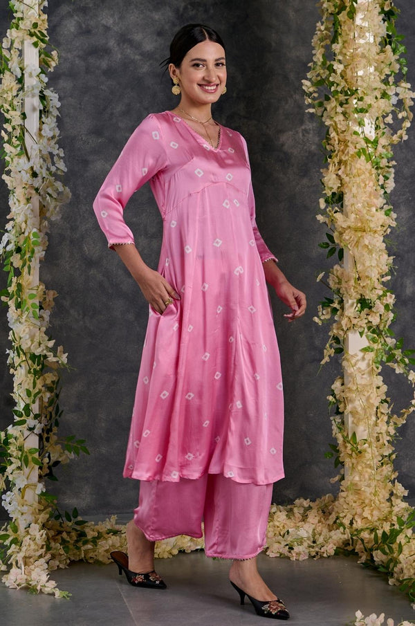 Bandhani A-line Modal Satin Kurta