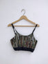 Sequin Embroidered Black Smocking Bralette