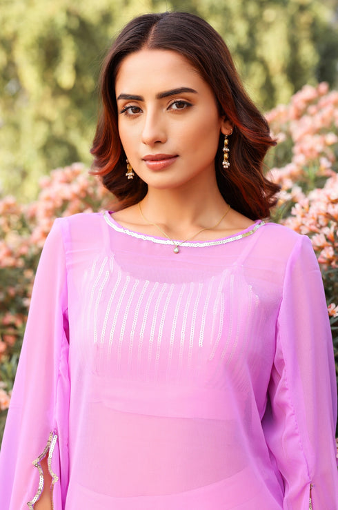 Sequin Embroidered Pink Smocking Bralette