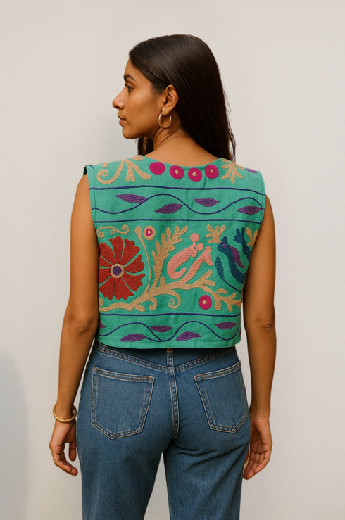 Cotton Sujani Art Embroidered Reversible Jacket