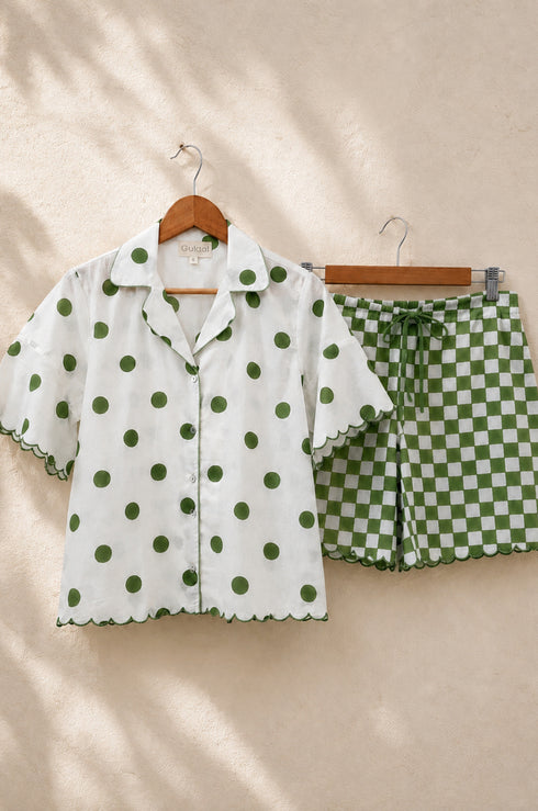 Mint Polka Night Suit