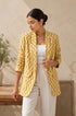 Mustard Chevron Cotton Boyfriend Blazer