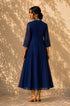 Luna Chanderi Embroidered Indigo Maxi Dress