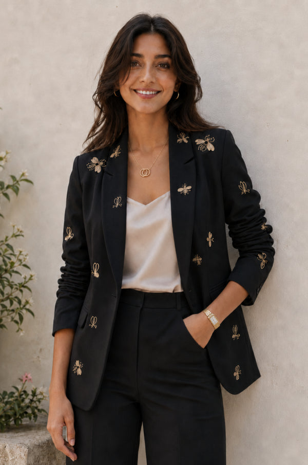Bug Embroidered Boyfriend Blazer