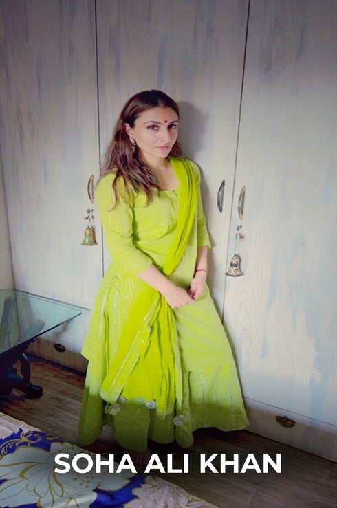 Moha Green Kurta-Skirt Set