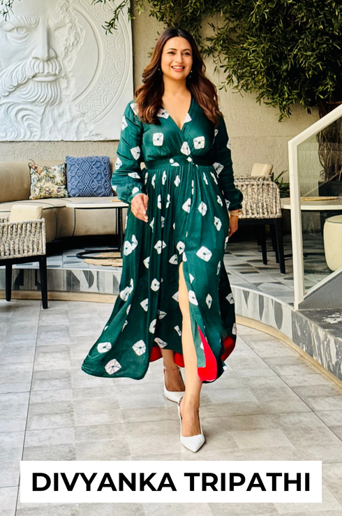 Bandhani Modal Satin Maxi Dress